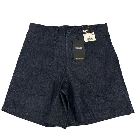 Lee Womens 6 Inch Short Fresno Comfort Waistband Size 4 Stretch Denim Blue - Picture 1 of 12
